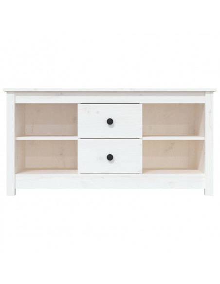 Mobile Porta TV Bianco 103x36,5x52 cm in Legno Massello di Pino