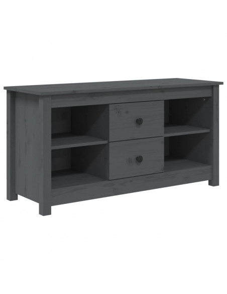 Mobile Porta TV Grigio 103x36,5x52 cm in Legno Massello di Pino