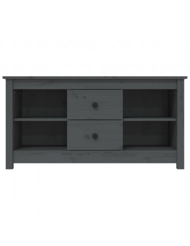 Mobile Porta TV Grigio 103x36,5x52 cm in Legno Massello di Pino