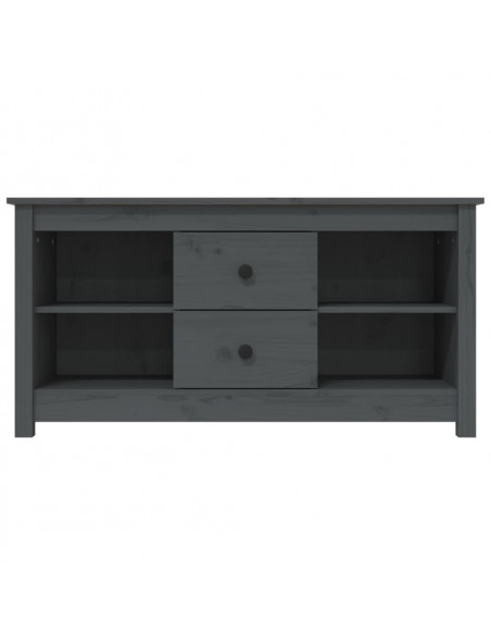Mobile Porta TV Grigio 103x36,5x52 cm in Legno Massello di Pino