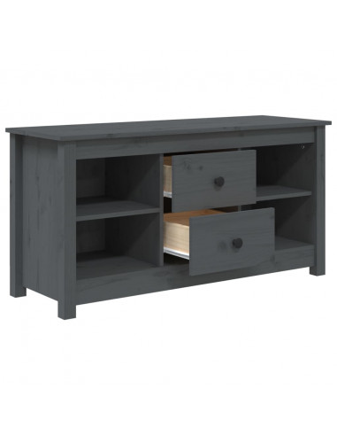 Mobile Porta TV Grigio 103x36,5x52 cm in Legno Massello di Pino