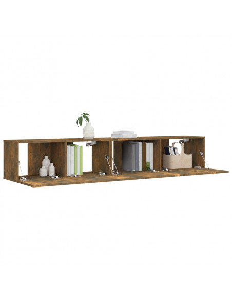 Set Mobili Porta TV 2 pz Rovere Fumo in Legno Multistrato