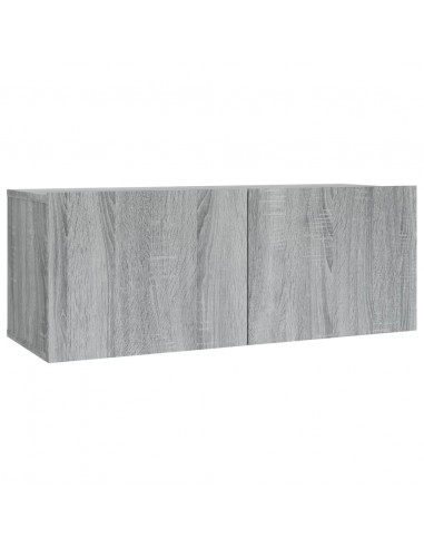 Set Mobili Porta TV 2 pz Grigio Sonoma in Legno Multistrato