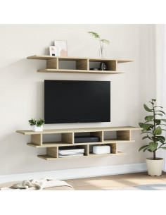 Mobili TV a Muro Rovere Sonoma in Legno Multistrato 2
