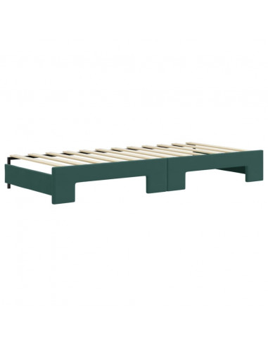 Divano Letto Estraibile Cassetti Verde Scuro 80x200cm Velluto