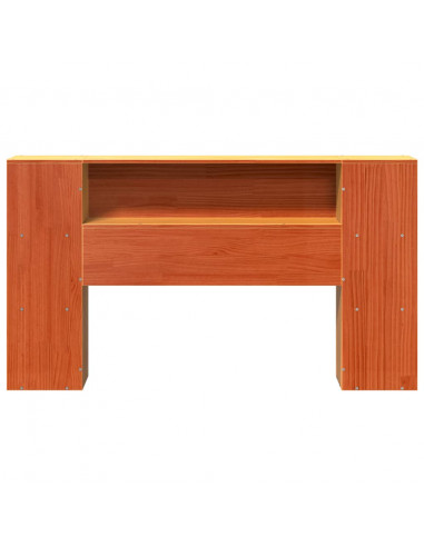 Testiera con Ripiani Marrone Cera 120 cm in Legno di Pino