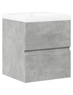 Set Mobili da Bagno 2 pz Grigio Cemento in Legno Multistrato 2