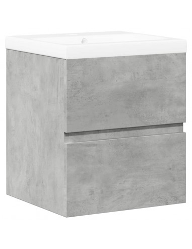 Set Mobili da Bagno 2 pz Grigio Cemento in Legno Multistrato