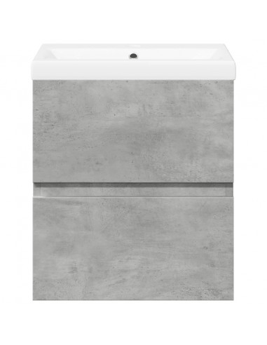 Set Mobili da Bagno 2 pz Grigio Cemento in Legno Multistrato