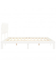 Giroletto con Testiera Bianco 200x200 cm in Legno Massello 2