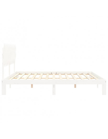 Giroletto con Testiera Bianco 200x200 cm in Legno Massello