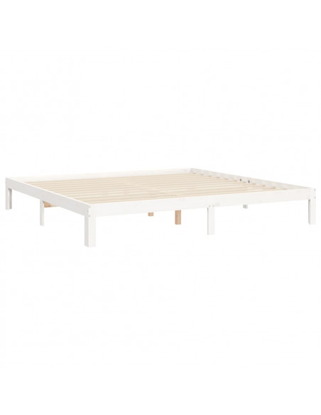 Giroletto con Testiera Bianco 200x200 cm in Legno Massello