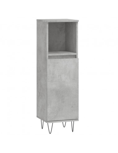 Set di Mobili da Bagno 3 pz Grigio Cemento in Legno Multistrato