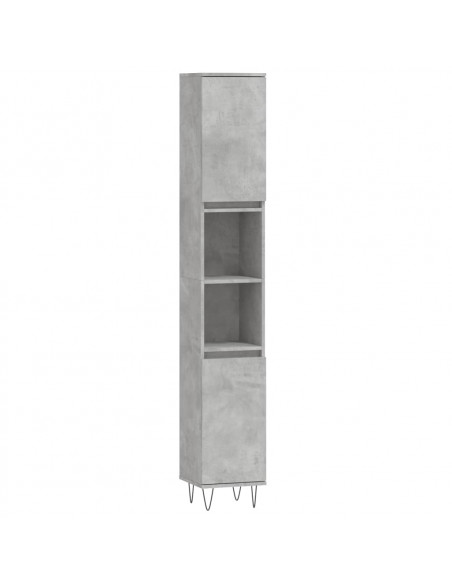 Set di Mobili da Bagno 3 pz Grigio Cemento in Legno Multistrato