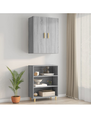 Armadietto Pensile a Parete Grigio Sonoma 69,5x34x90 cm