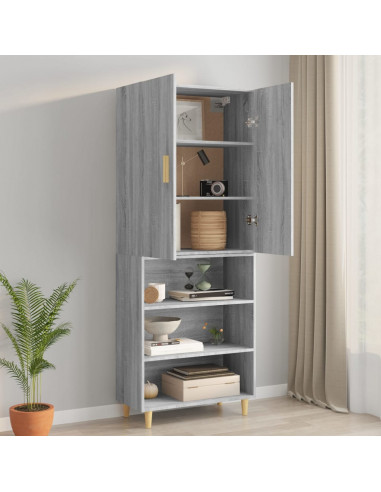 Armadietto Pensile a Parete Grigio Sonoma 69,5x34x90 cm