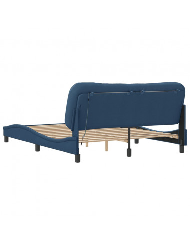 Giroletto con Luci LED Blu 160x200 cm in Tessuto