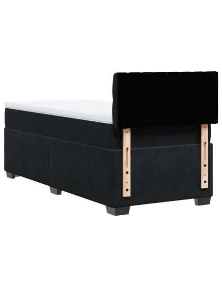 Giroletto a Molle con Materasso Nero 90x200 cm in Velluto