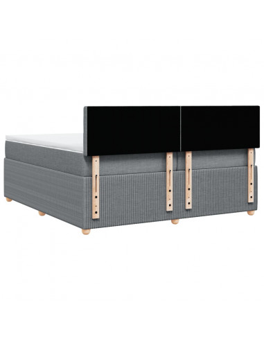 Giroletto a Molle con Materasso Grigio Chiaro 200x200cm Tessuto