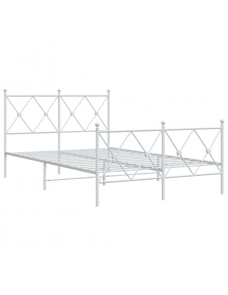 Giroletto con Testiera e Pediera Metallo Bianco 120x190 cm
