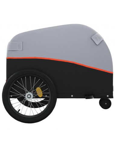 Rimorchio da Bici Nero e Arancione 30 kg in Ferro