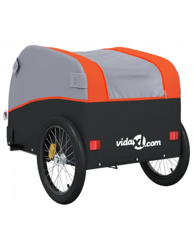 Rimorchio da Bici Nero e Arancione 30 kg in Ferro