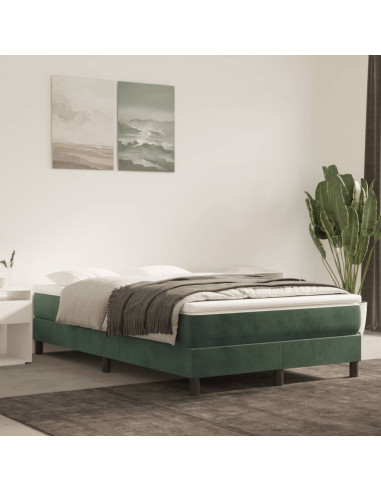Giroletto a Molle con Materasso Verde Scuro 120x190 cm Velluto