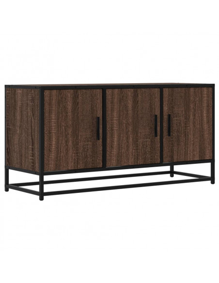 Mobile TV Rovere Marrone 100x35x50 cm Legno Multistrato Metallo