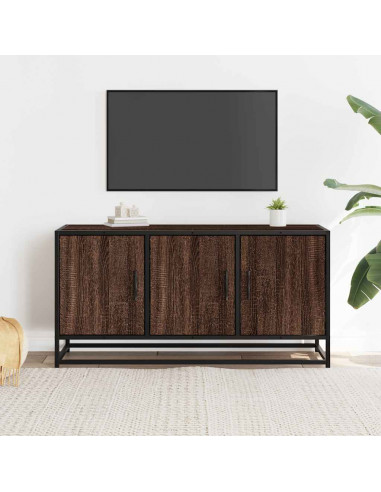 Mobile TV Rovere Marrone 100x35x50 cm Legno Multistrato Metallo