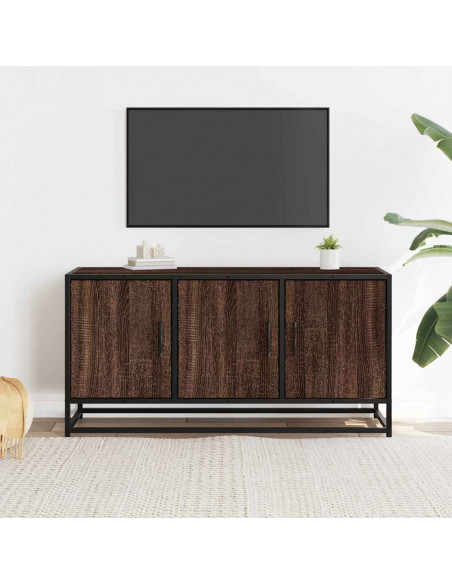 Mobile TV Rovere Marrone 100x35x50 cm Legno Multistrato Metallo