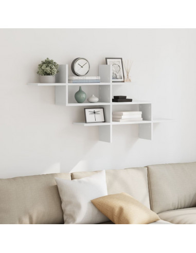 Scaffale a Parete Bianco 124,5x18x60,5 cm in Truciolato