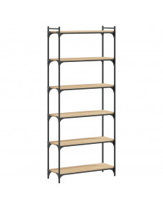 Libreria 6 Ripiani Rovere Sonoma 80x30x188 cm Legno Multistrato 2