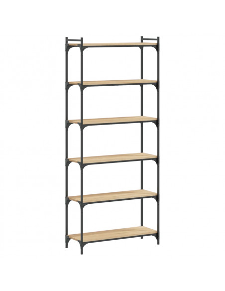 Libreria 6 Ripiani Rovere Sonoma 80x30x188 cm Legno Multistrato