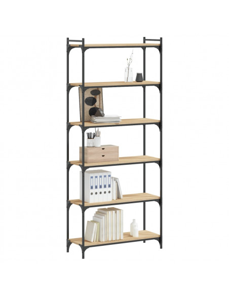 Libreria 6 Ripiani Rovere Sonoma 80x30x188 cm Legno Multistrato