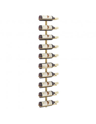 Portavini da Parete per 10 Bottiglie Dorato in Metallo