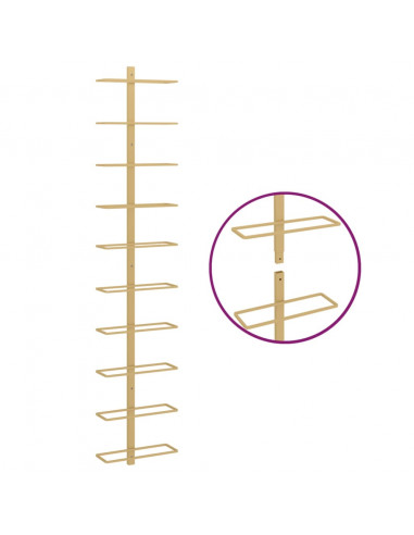 Portavini da Parete per 10 Bottiglie Dorato in Metallo