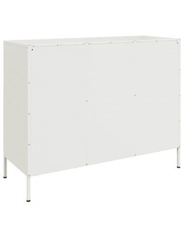 Credenza Bianca 100,5x39x79 cm in Acciaio Laminato a Freddo