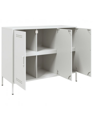 Credenza Bianca 100,5x39x79 cm in Acciaio Laminato a Freddo