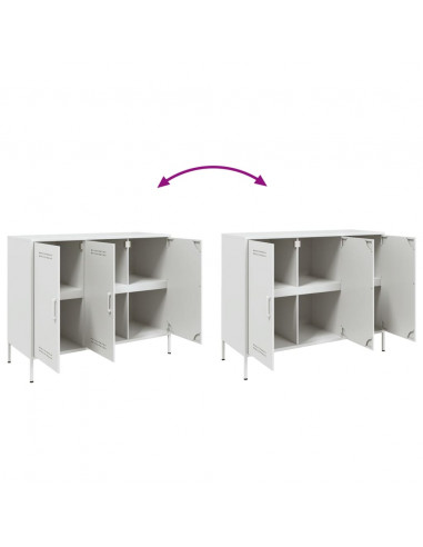 Credenza Bianca 100,5x39x79 cm in Acciaio Laminato a Freddo