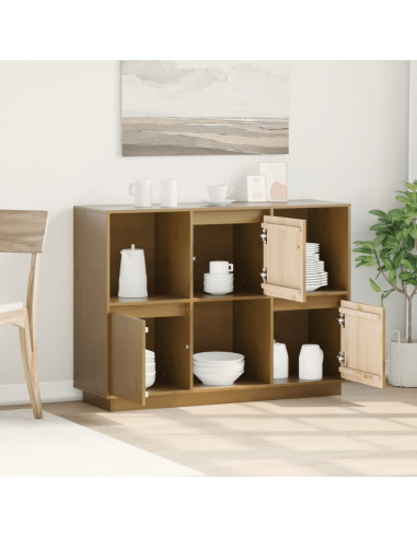 Credenza Miele 110,5x35x80 cm in Legno Massello di Pino