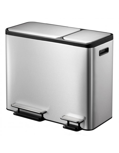 EKO Pattumiera a Pedale EcoCasa 30 L+15 L Argento Opaco