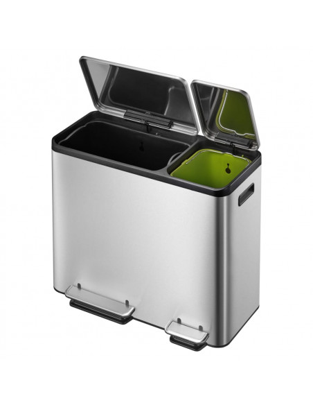 EKO Pattumiera a Pedale EcoCasa 30 L+15 L Argento Opaco