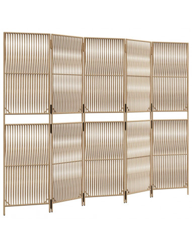 Divisorio per Ambienti a 5 Pannelli Beige in Polyrattan