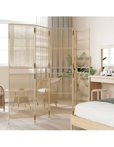 Divisorio per Ambienti a 5 Pannelli Beige in Polyrattan