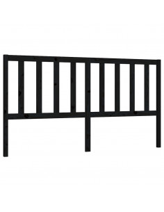 Testiera per Letto Nera 206x4x100 cm in Legno Massello di Pino 2