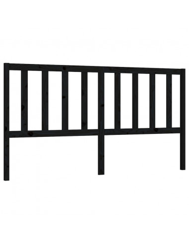 Testiera per Letto Nera 206x4x100 cm in Legno Massello di Pino