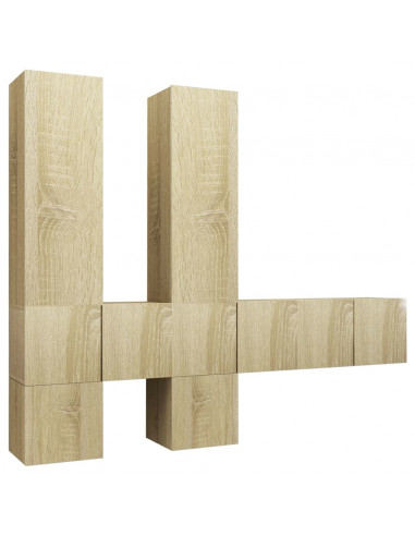 Set di Mobili Porta TV 7 pz Rovere Sonoma in Legno Multistrato