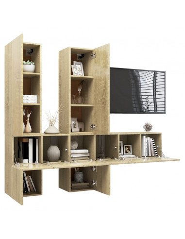 Set di Mobili Porta TV 7 pz Rovere Sonoma in Legno Multistrato