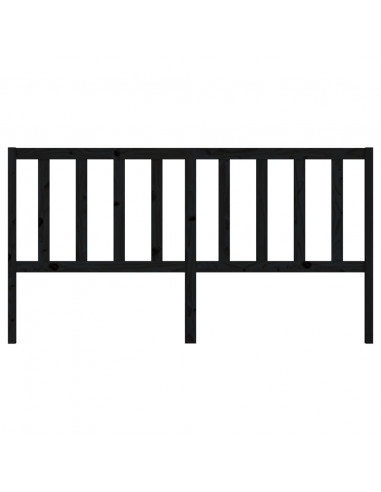 Testiera per Letto Nera 206x4x100 cm in Legno Massello di Pino