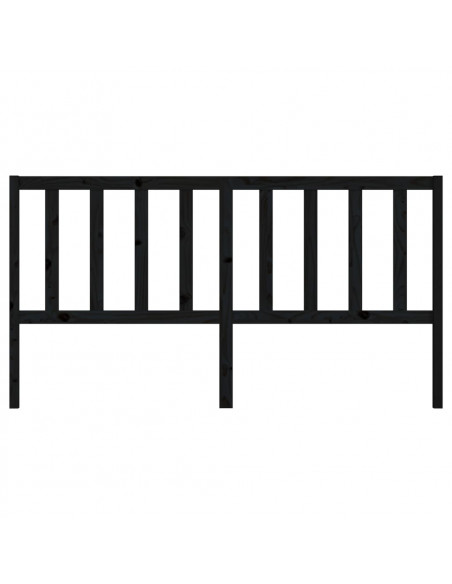 Testiera per Letto Nera 206x4x100 cm in Legno Massello di Pino